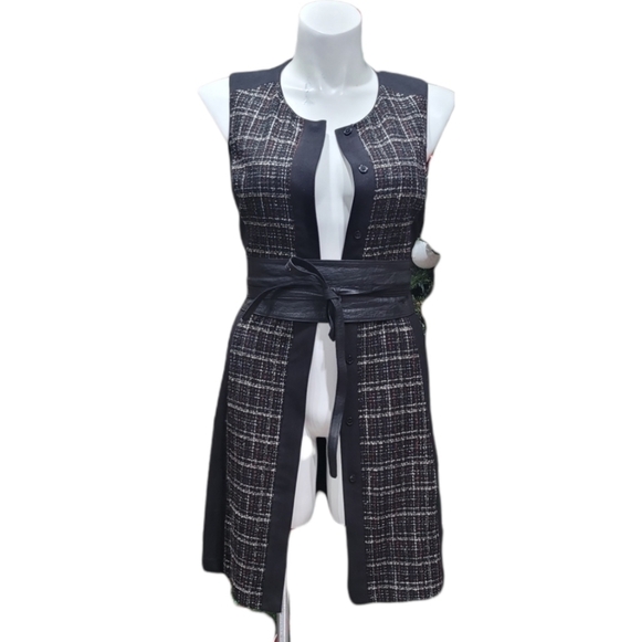 Vince Camuto Sleeveless A-line Dress Black Tweed Detail Women Sz M with Pockets - Picture 7 of 13